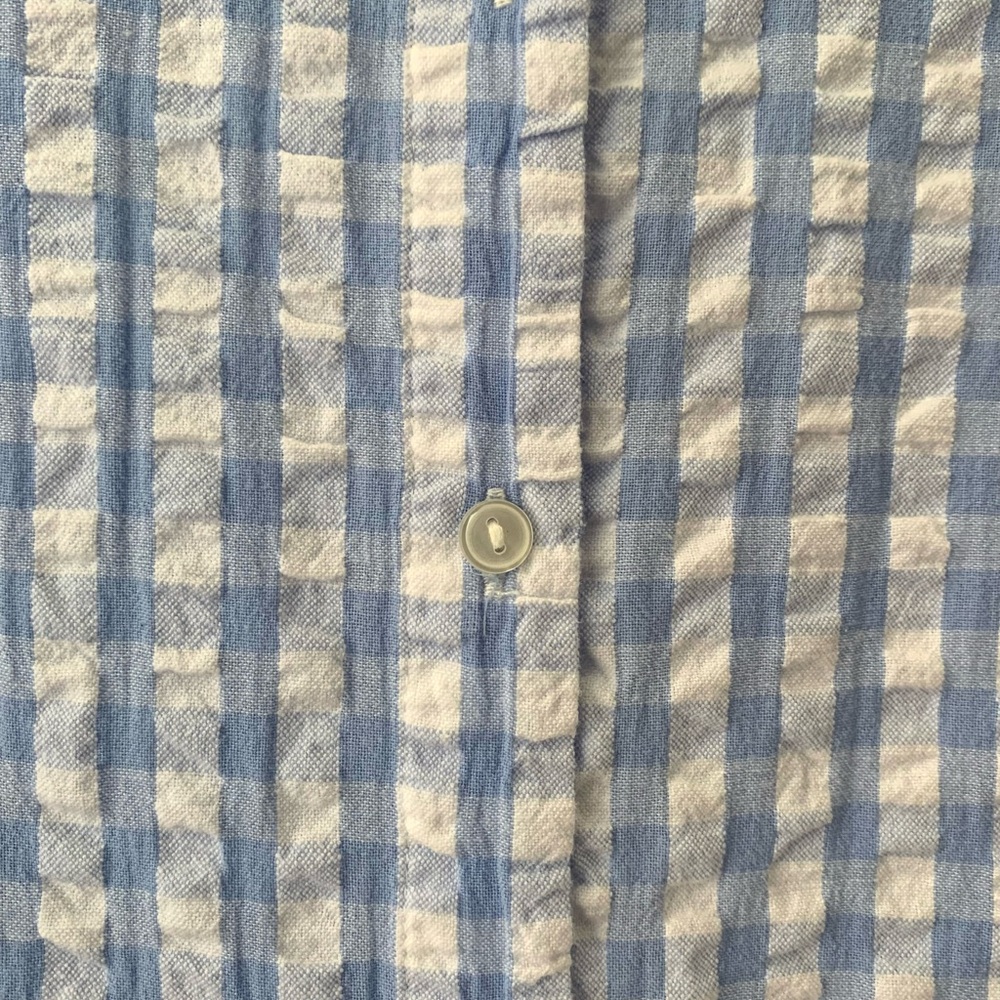 ICHI Light Blue Gingham Puff-Sleeve Button-Up Blouse - Picture 4 of 6